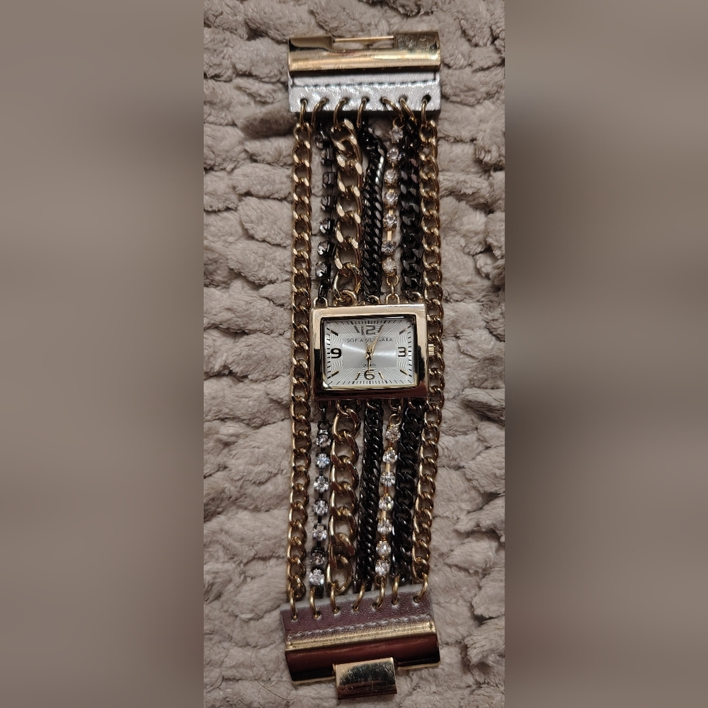 Gold and Black Chain Watch